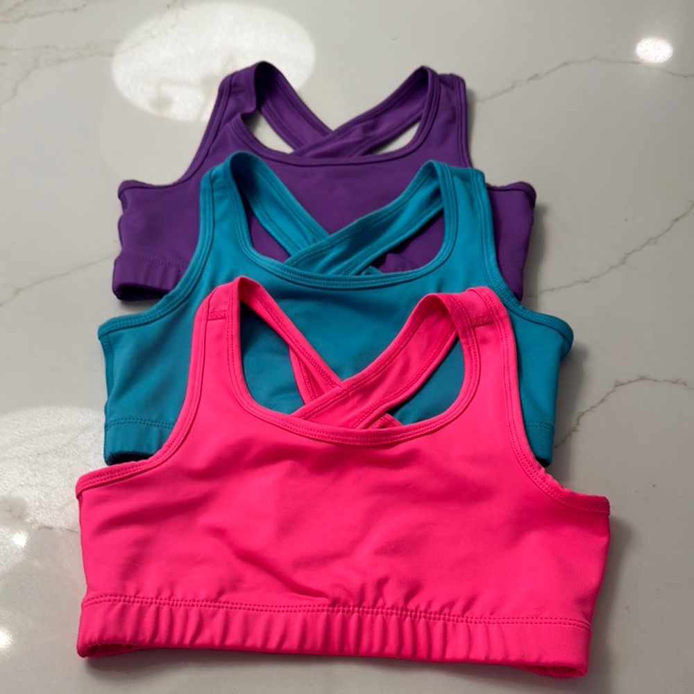 BCG Kids' Sports Bras - Pink, Teal, and Purple